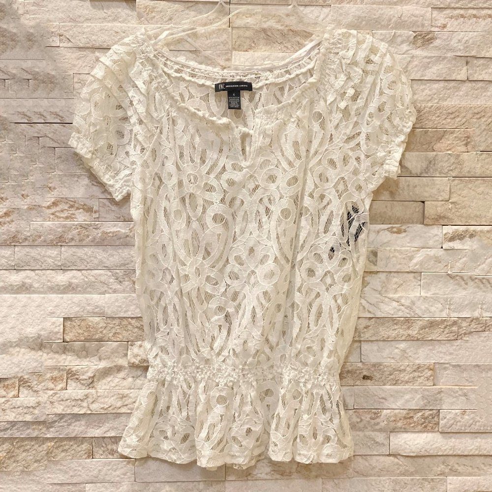 INC International Concepts Ivory Lace Blouse